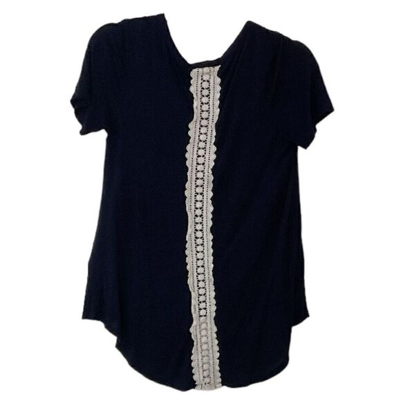 Navy Hi-Lo Tee with Embellishments M - Picture 3 of 4